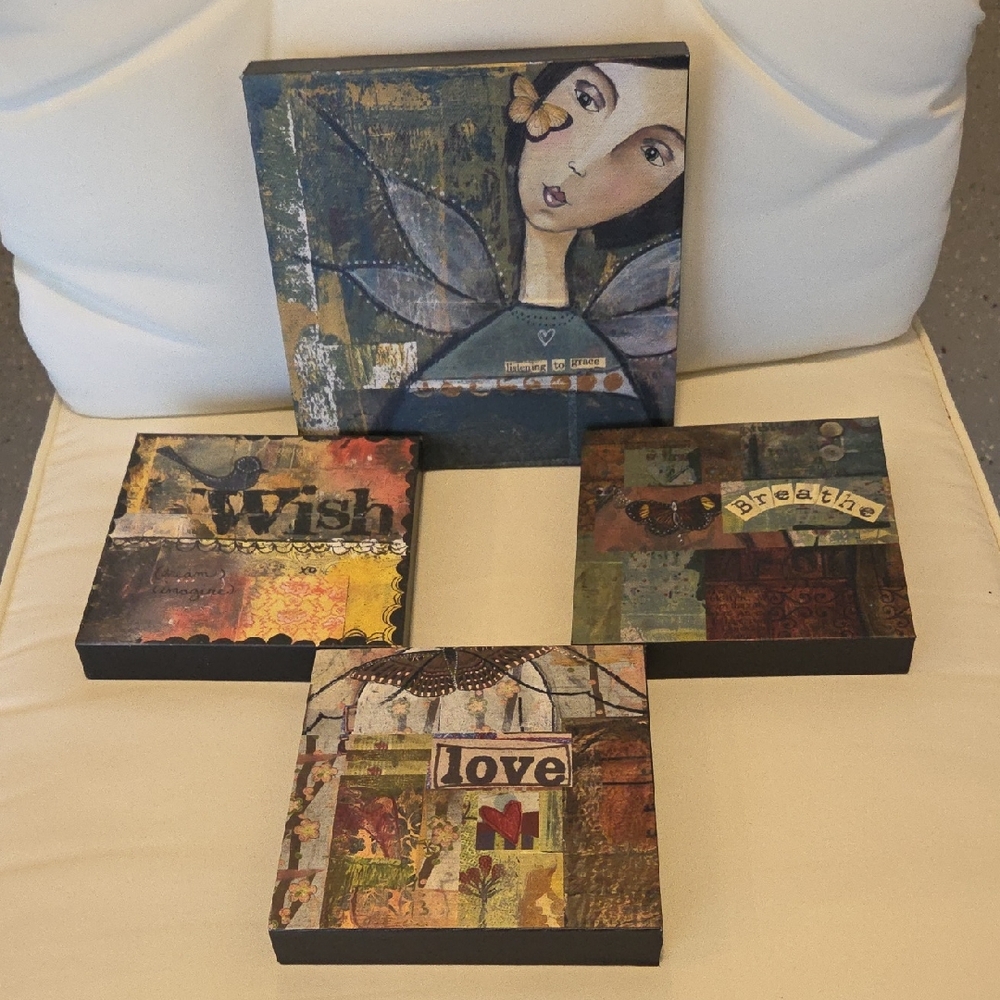 Whimsical Mixed Media Art Canvas Set